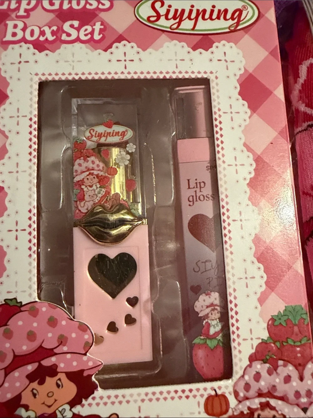 Multiples Pink Strawberry Kids Lip Gloss & Socks Set